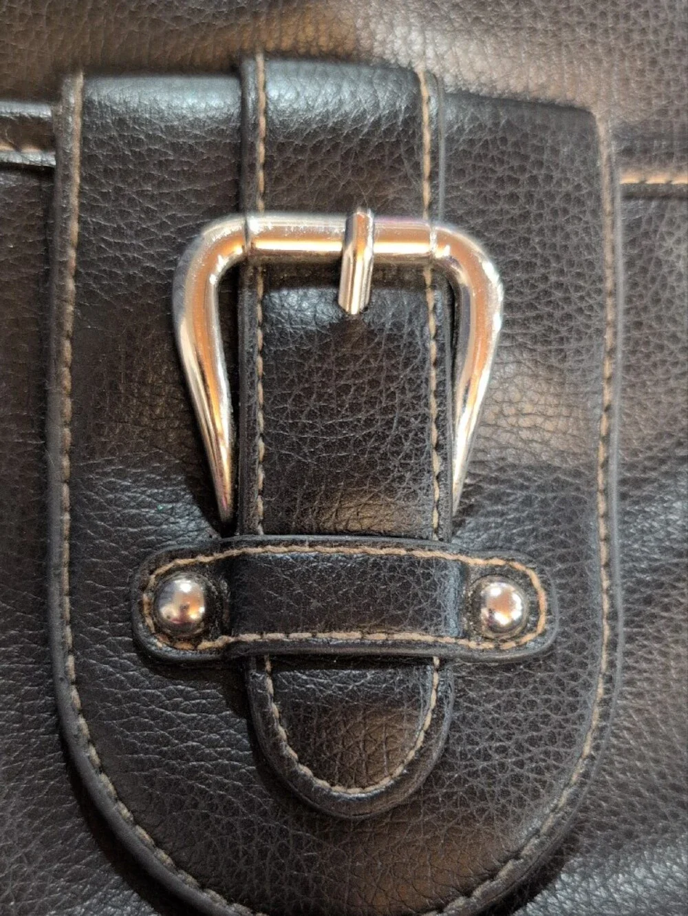 Croft & Barrow Everyday Black Pleather Crossbody with Buckle Accent